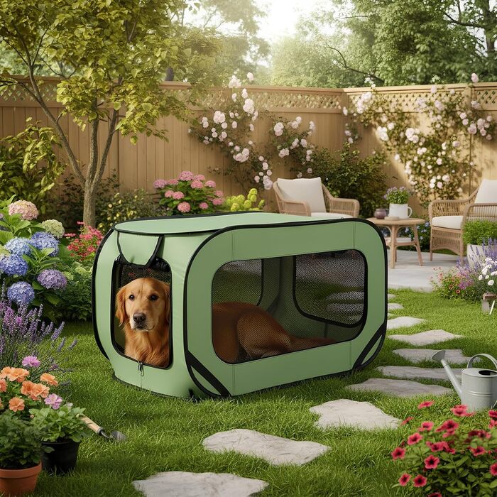 Транспортна переноска для собак та котів, складана Pop-Up, 94x53x53 см, зелена