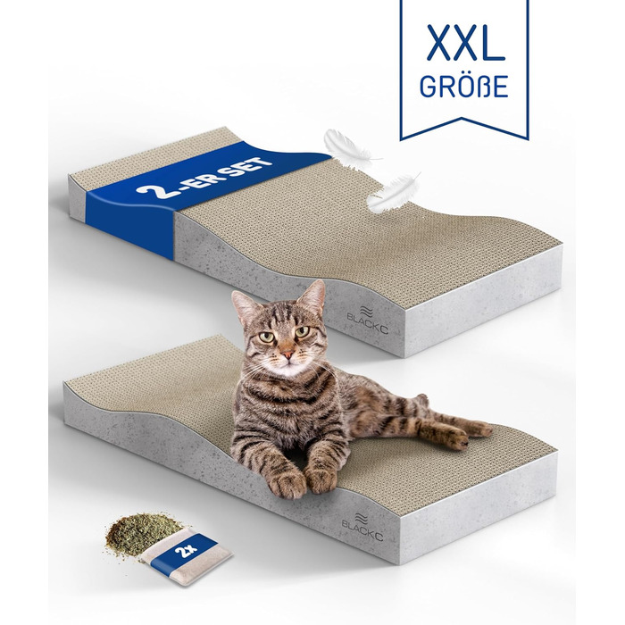 BLACKC® XXL Когтеточки для котів з високоякісного картону, 2 шт, 58x27x6,5 см