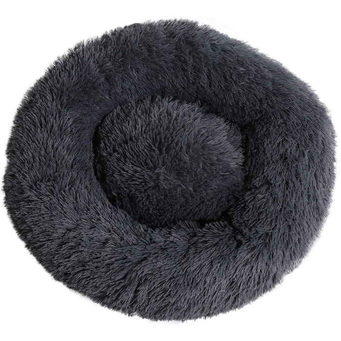 М'яке ліжко-подушка у вигляді пончика для собак та котів, заспокоює, зменшує тривожність. Розмір S (40 см), темно-сірий колір. З антиковзким дном, можна прати.