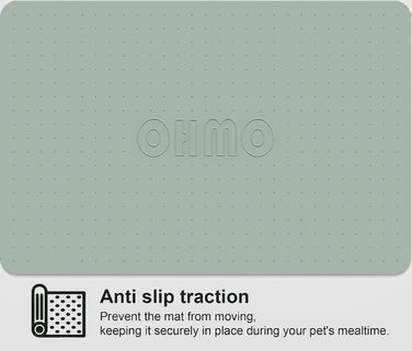 Підкладка під миску для собак та котів OHMO, 60x40 см, силіконова, нековзна, водовідштовхувальна, зелена