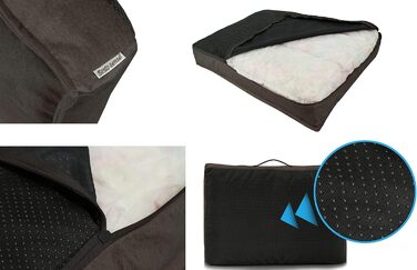 Килимок для собак Sesto Senso Premium, прямокутний, з Memory Foam, знімний чохол, сірий, 100x70 см, модель 1