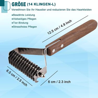 Тріммер для підшерстка Coat King, щітка для собак та котів, 14 лез, 184*62 мм