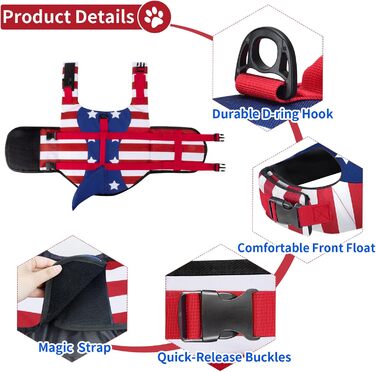 Жилет для плавання собак Malier, Ripstop, висока плавучість, для малих, середніх та великих собак, рятувальний жилет, яскраві кольори, X-Small