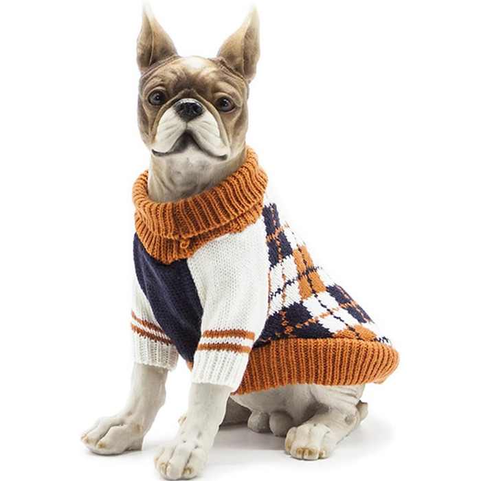 Теплий зимовий светр для собак The Diamond Plaid, морський колір, XL (для собак вагою 6-9 кг)