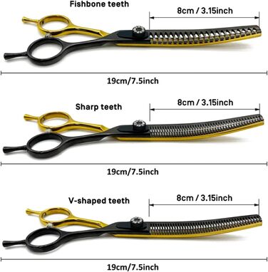 Професійна витончена кусачка для собак 7.5 дюймів з японської сталі 440C, для тонкої обрізки шерсті, зменшує товщину на 20-70%