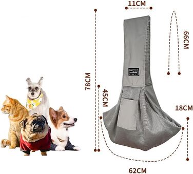 Сумка-кенгуру для собак до 5 кг, сіра: зручна переноска для тварин, сумочка для вигулу, переноска для котів та собак