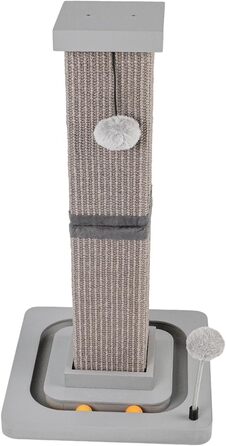 Котячий стовпчик для дряпання Carla з іграшками - інтерактивна котяча іграшка для самостійних занять. Висота 82 см, діаметр 20 см. (Антрацит, 33 x 33 x 67 см)