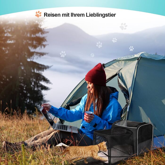 Транспортна переноска для котів Morpilot, велика, 45x33x36 см, розширювана, для 2 котів/собак/щенят, підходить для авіаперельотів, сіра