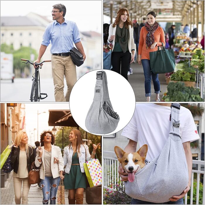 Транспортна сумка для собак та котів з плечовим ременем, для маленьких собак та котів, для подорожей на відкритому повітрі (блакитна, сіра)