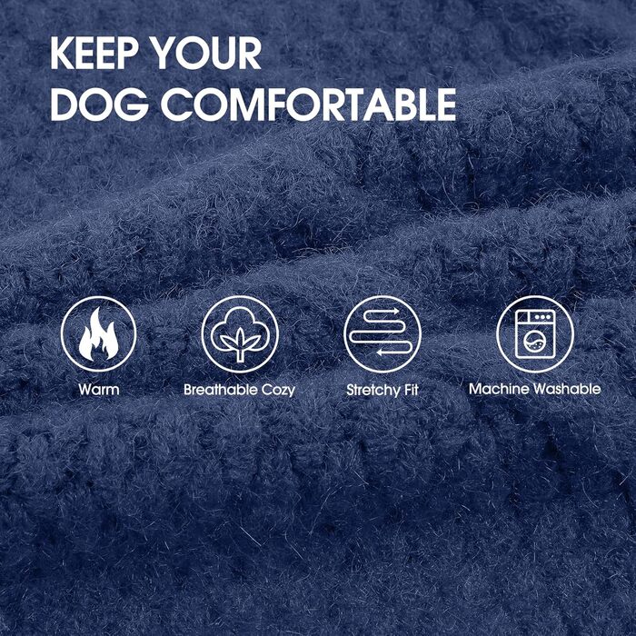 Теплий зимовий светр для собак великих та екстра-великих порід IECOii, блакитний (XXXX-Large, обхват грудей 89.9 см)