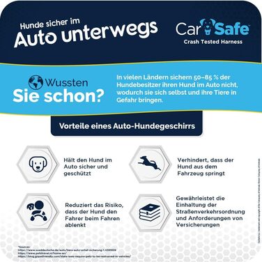 Автомобільна шлея для собак CarSafe L, безпечна та законна, для великих порід, відповідає ПДР