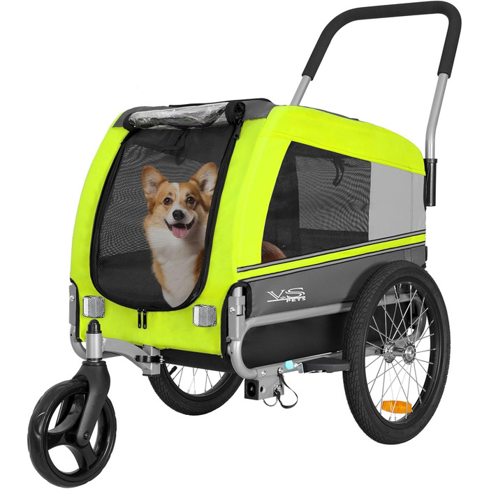 Універсальний візок-перевозник для собак Tiggo VS Pets Medium: 2в1 (велосипедний, буксирний) - зелений