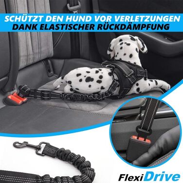 Автомобільний нашийник для собак FlexiDrive: безпечний, регульований, з поглинанням ударів (2 шт.)