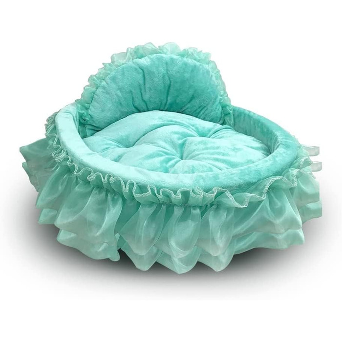 Кругле ліжко для собак і котів Unistrengh з мереживом, принцеса, тепле гніздо, миється, софа для собак, котів, цуценят, плюшевих іграшок (Small, 50 x 55 x 12 см, Зелений)