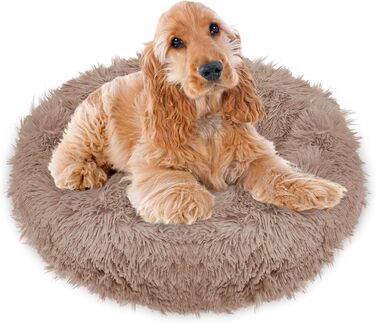 Кругле ліжко для собак Springos з антиковзною основою, 80 см, світло-коричневе