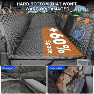 Накидка на сидіння автомобіля для собак JOEJOY, 147 x 73 см, чорна, водовідштовхувальна, захист від подряпин, з кріпленням для безпеки