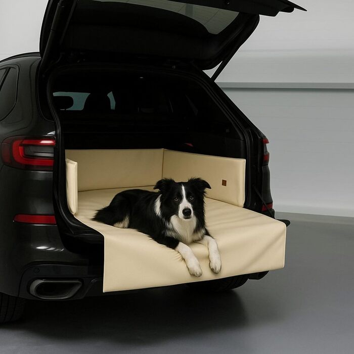 Килимок для собак у багажник Golden Dog, захист для автосидіння, автоковдра з кожзаму (110 x 90 см, кремовий)