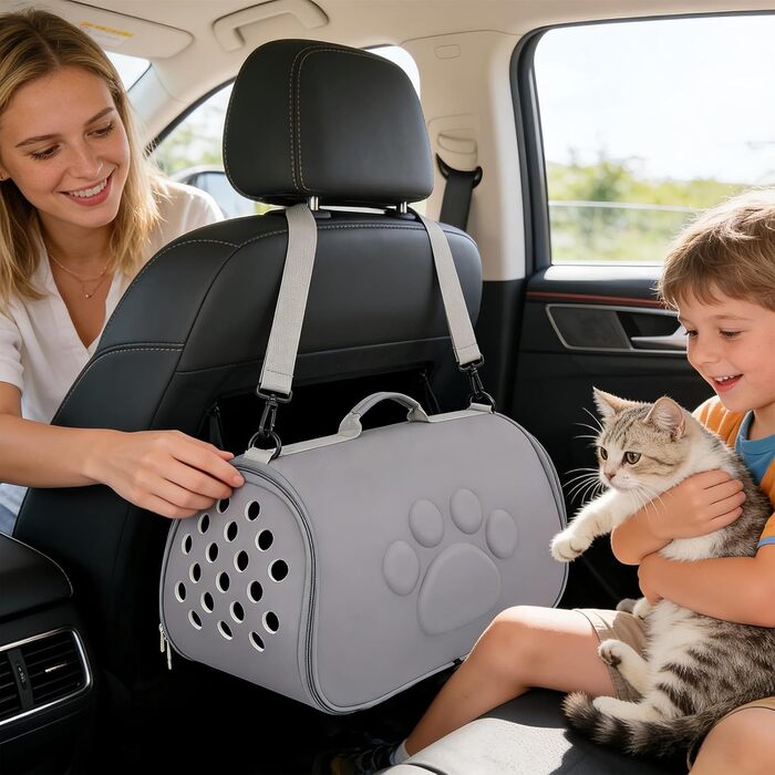 Транспортна сумка для кота Katzen Reisetasche - сіра, для подорожей та прогулянок