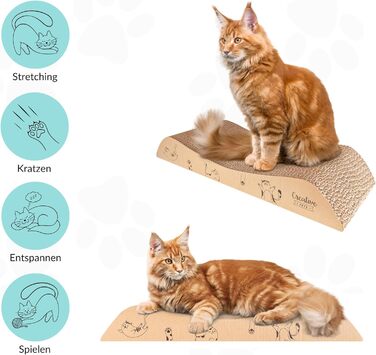 Котяче дряпальний борд | Дряпка з гофрокартону | Натуральні дряпальні дошки для котів | Міцні дряпальні меблі для котів | 2в1 котячий будиночок + дряпальний борд | Якісний картон | Великий розмір (57 x 21 x 20 см)