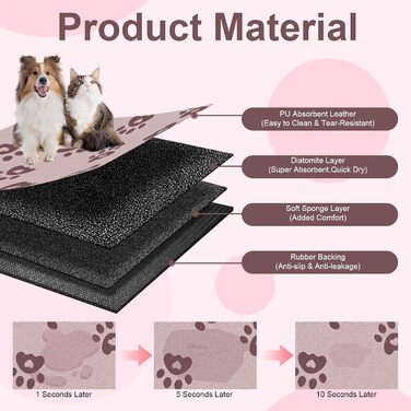 Килимок для годівлі собак Bleswin 30x50 см, водопоглинаючий, антиковзкий, коричневий