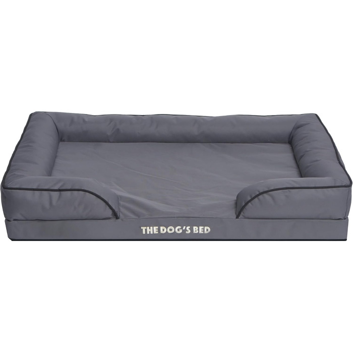Ортопедичне ліжко для собак з ефектом пам'яті, водонепроникне, велике, сіро-срібне, знімні чохли (XL, сірий з чорним контуром)