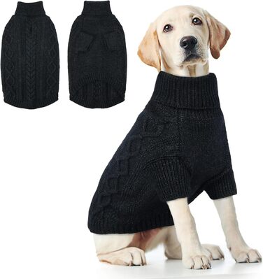 Чорний пуловер для котів та собак, теплий, з отвором для повідка, розміри S, XXL