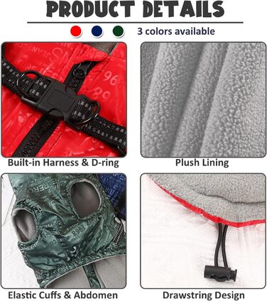 Тепла жилетка для собак, червона, розмір XXL (55 см), непромокаєма, вітронепроникна, з світловідбиваючими смугами, для малих та середніх собак