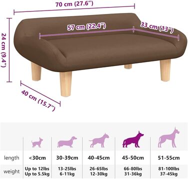 Ляжка для собак, м'яка лежанка для тварин, диван-лежанка для маленьких собак, котів (тканина, коричнева)