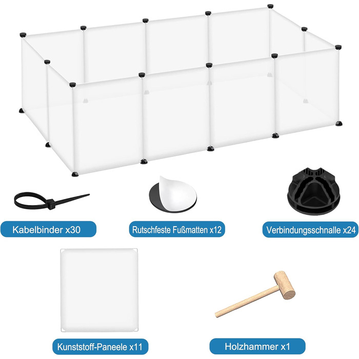 Клітка-вольєр для кроликів та морських свинок TRMLBE, 12 штук, 145x75x48 см
