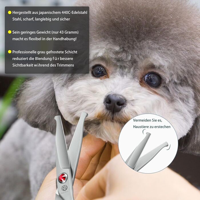 Ножиці для грумінгу собак Purple Dragon Kleine Hundeschere, професійні, з покриттям та демпфером