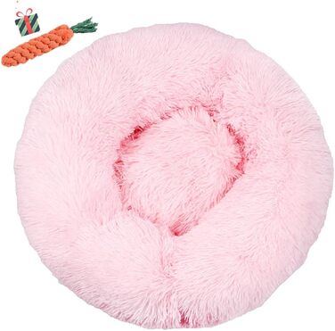 Кругла лежанка для собак Chickwin з м'якого плюшу, антиковзаюча база, лежанка для котів Donut, розмір та колір обираються (Світло-рожевий, 80см)