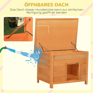 PawHut Dog Kennel Затишна собача печера з ялинового дерева з дахом, ідеально підходить для собак і кішок, 82x58x58 см | Aosom