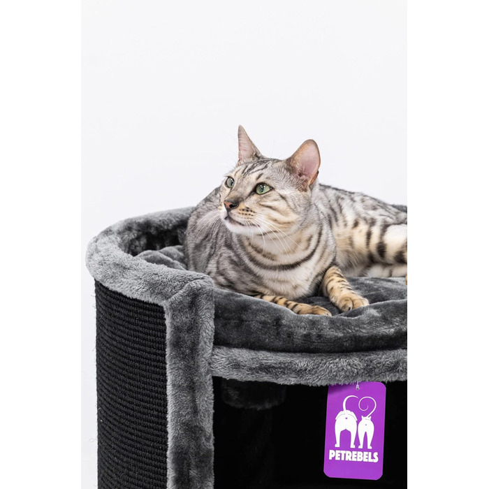 Petrebels Kratztonne XL преміум, когтеточка для великих котів, 100 см, діаметр 50 см, чорна, надширока для максимальної стійкості