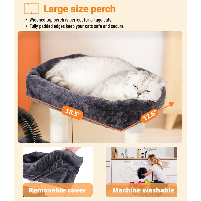 Дерев'яний будиночок для котів Happi N Pets з сизалевим канатом, великою печерею та інтегрованим туалетом, сірий, 76 см