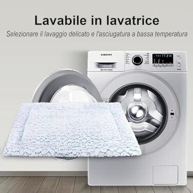 Лежанка для собак середніх порід, 75x50 см, з м'яким ворсом та антиковзною основою, блакитна, у мармуровому стилі