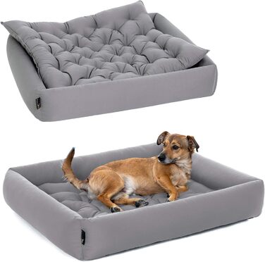 Ортопедичне ліжко для собак великих порід - Pointer, з знімним матрацом, миється до 95°C, стійке до подряпин та укусів, Made in Germany (XXL 100x90 см, світло-сірий)