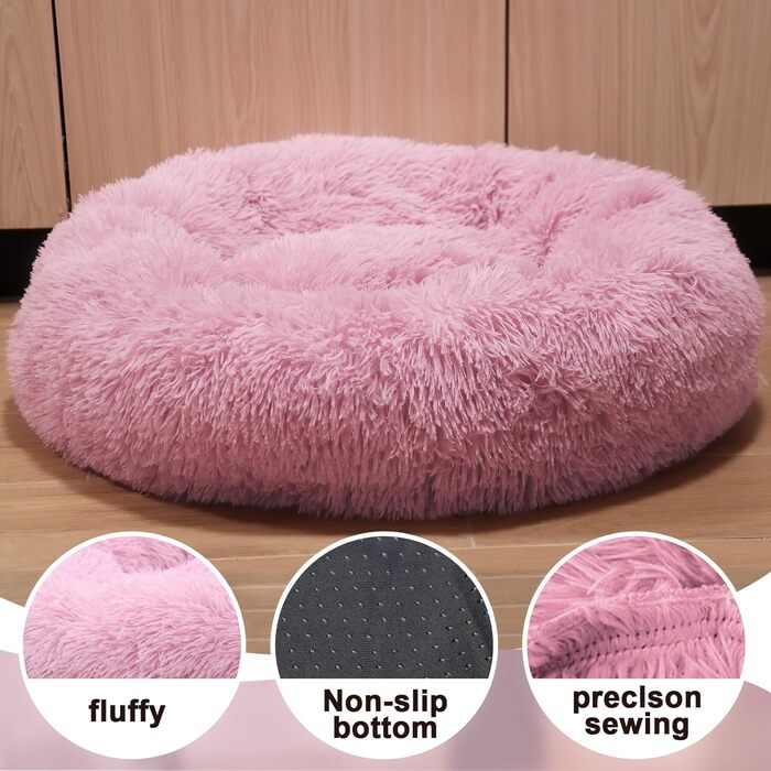 Крісло-ліжко для собак середніх та великих порід, котяче ліжко з плюшу, 70x70x20 см, рожеве