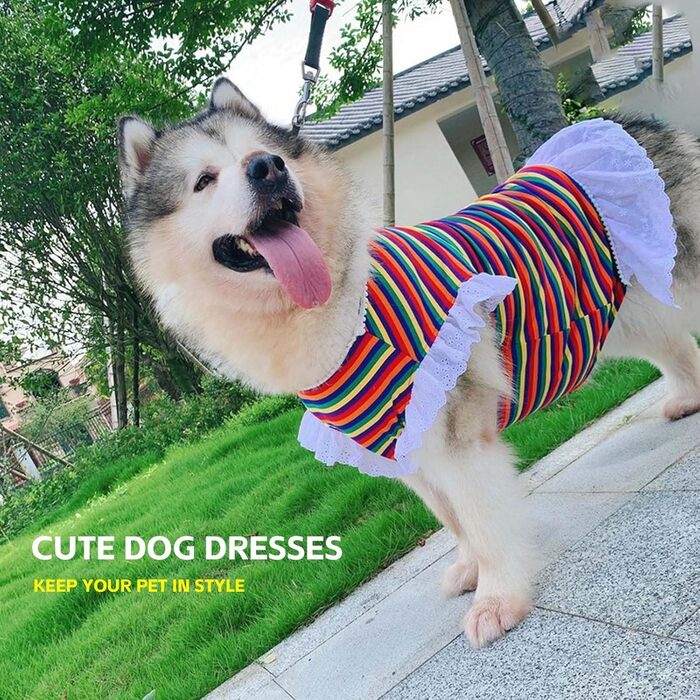 Сукня для собак принцеса з квітковим принтом, жовта в горошок, для великих собак, легка та дихаюча, для весілля, дня народження, вечірки, розмір XL (Сукня принцеса, XL)