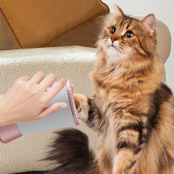 Очисник лап для собак - автоматичний, USB, з м'якими щетинками | Для маленьких собак (білий/рожевий)