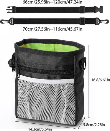 Універсальна сумка для ласощів для собак, знімна, велика місткість, сумка для тренувань, з ремінним кріпленням та регульованим плечовим ременем, 3 способи носіння (чорний)