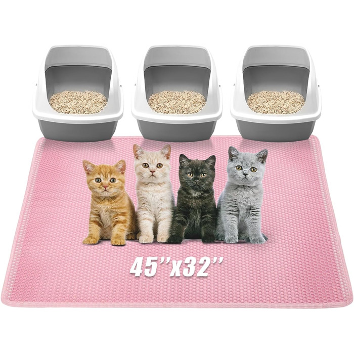 Килимок для котячого туалету TidyNuts, рожевий, XL (114,3 x 81,3 см), двошаровий, EVA, водонепроникний, контролює розсипання наповнювача