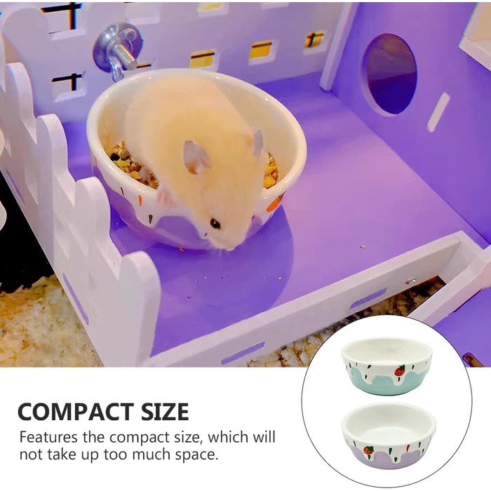 Миски для хом'яків Balacoo, круглі, керамічні, 2 шт. - для дрібних тварин, кроликів, мишей, морських свинок, їжаків, фіолетовий/блакитний