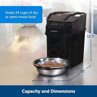 Автоматична годівниця PetSafe Healthy Pet Simply Feed, програмована, 5,6 л, цифровий дисплей, на 4 батарейках D, чорна