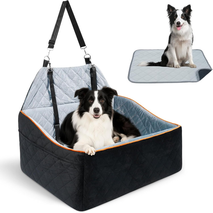 Автокрісло для собак великих та середніх порід до 45 кг, знімне та миється, з безпечними лініями та антиковзною основою для заднього сидіння автомобіля