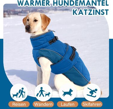 Водонепроникний теплий зимовий одяг для собак великих порід (Німецька дога) з високим коміром, зелений, XL, водонепроникний, для прогулянок в снігу