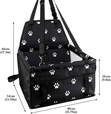 Автомобільний аксесуар MENGQI для собак: водовідштовхуючий, дихаючий килимок-підстилка для автомобіля, безпечний бустер, зручна переносна сумка (чорний/білий)