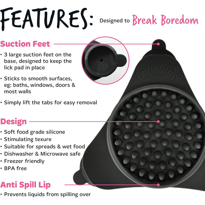 Licky Mats від Bugalugs для собак та котів: килимок для годування, зменшує стрес, 2 шт. + шпатель + щітка