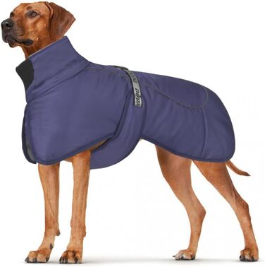 Водонепроникна тепла куртка-жилет для собак великих та середніх порід, захист від вітру, зимова, з отвором для шлейки, світловідбиваючі смуги (Морська синя, 6XL)