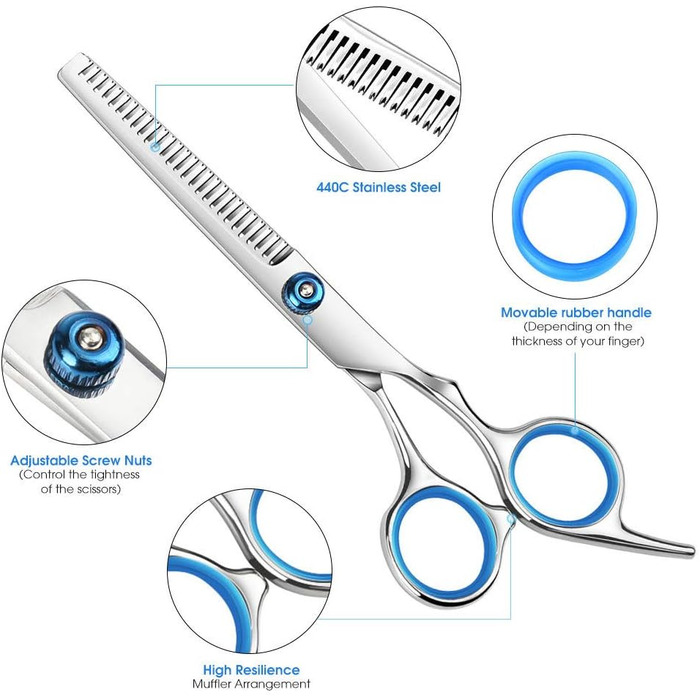 Професійна ножиця для грумінгу собак 6.7 дюймів (2 шт.), з нержавіючої сталі, для стрижки, витончення та догляду за шерстю собак та котів (обличчя, шия, ніс, лапи)
