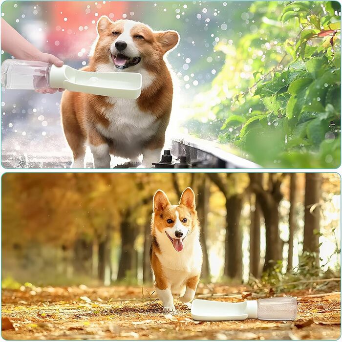 Складана пляшка для води для собак - портативна пляшка для тварин для собак та котів, для прогулянок, походів, подорожей (біла, 550 мл)